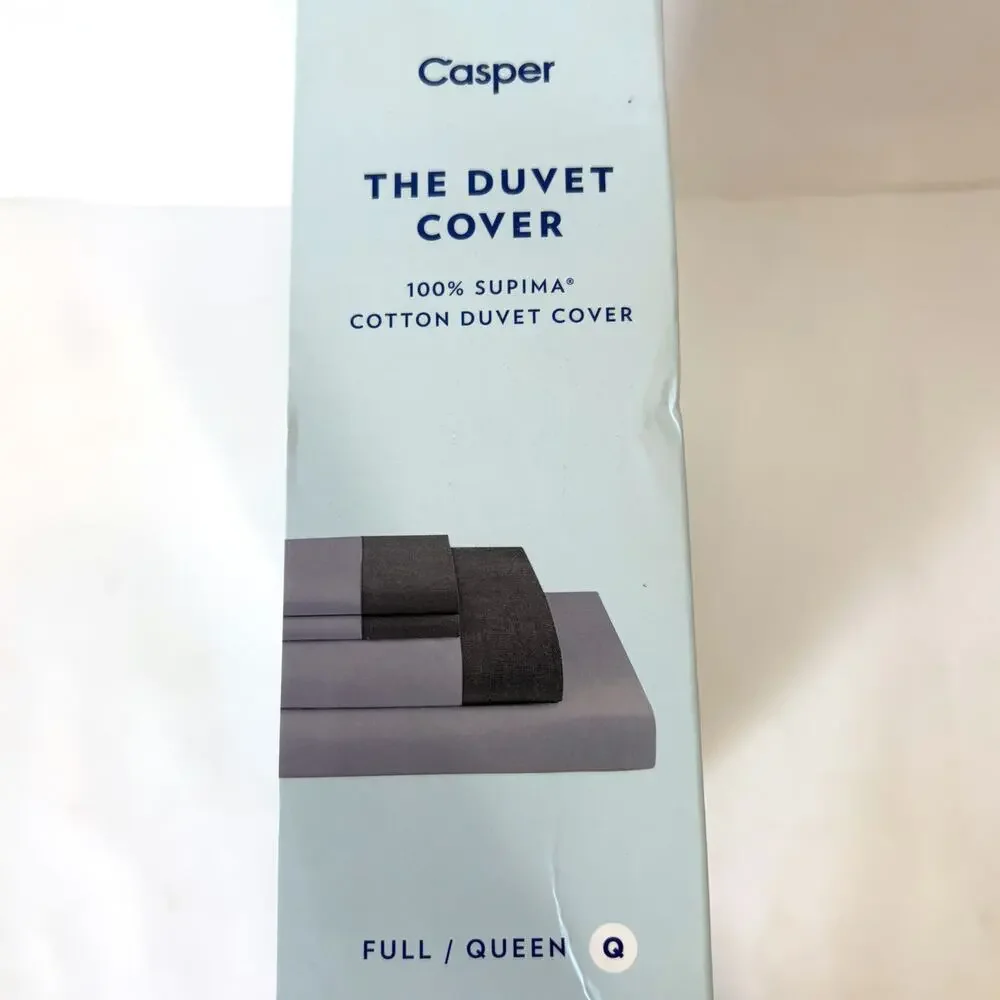 Casper Supima Cotton Percale Duvet Cover Gray Full/Queen 88x92 New In Box